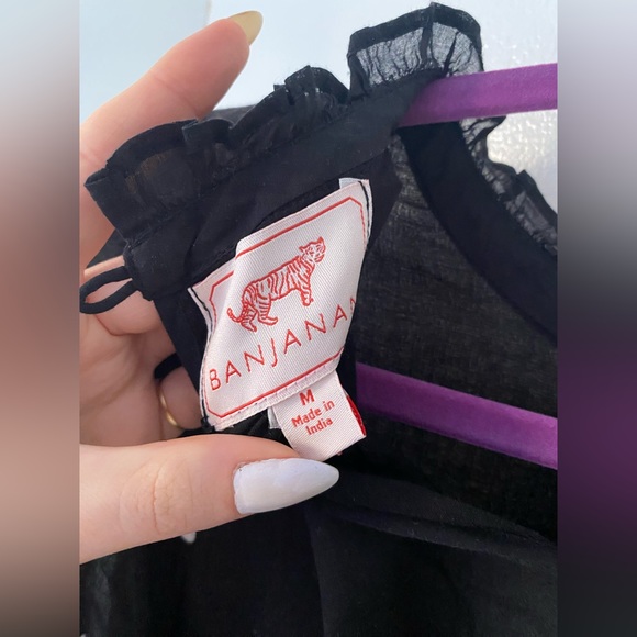 NWOT Banjanan Embroidered Sara Mini Dress, Black & White Polka Dot - Picture 5 of 5